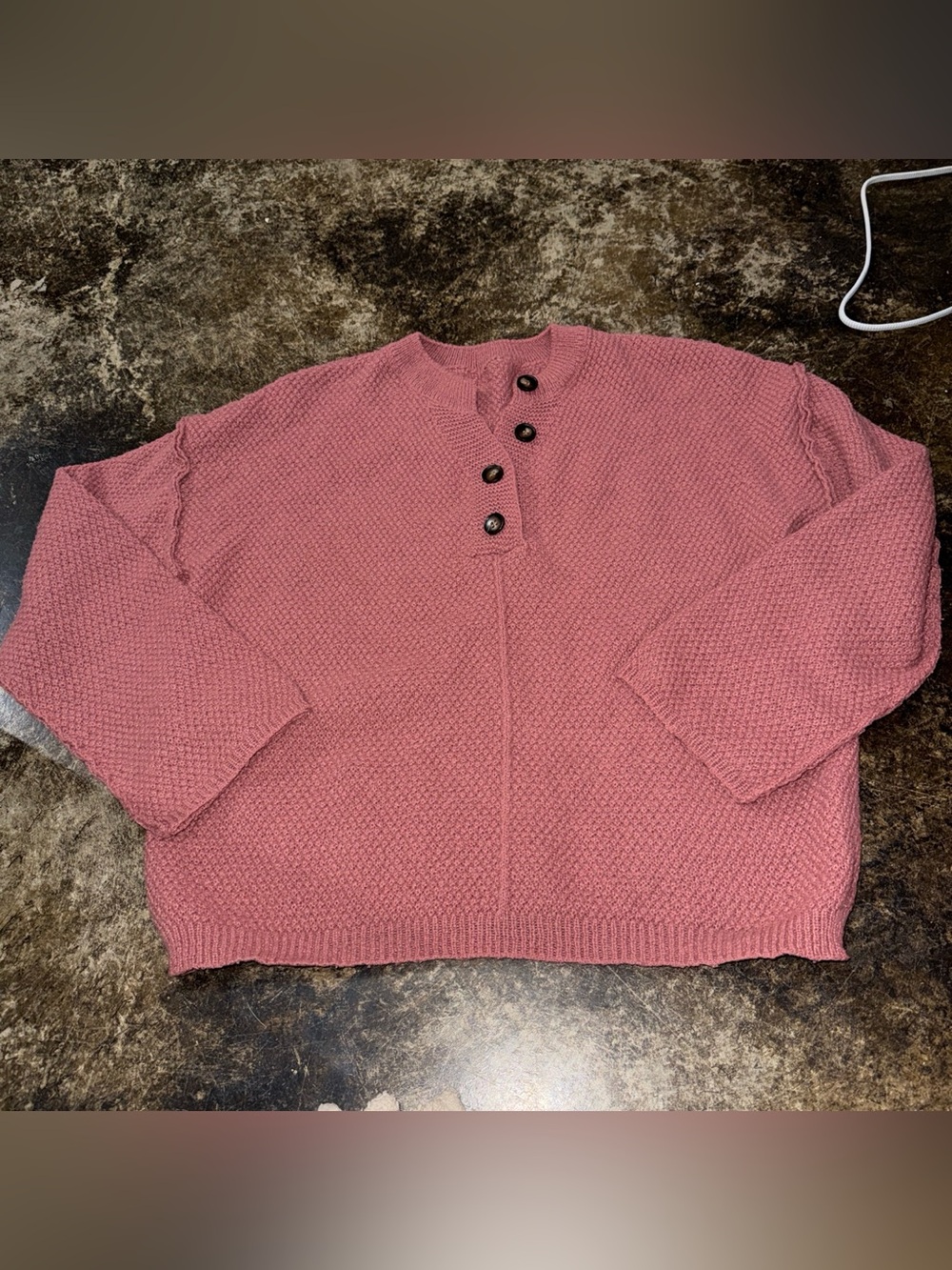 SHEIN  Button-Neck Knit Sweater